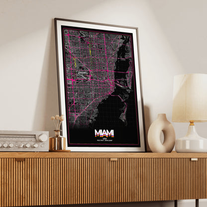Miami Retro Map Poster
