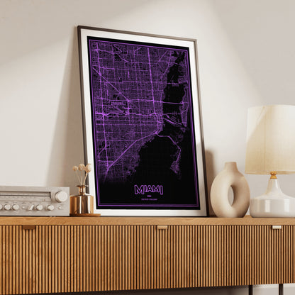 Miami Phosphor Map Poster - EGA Violet
