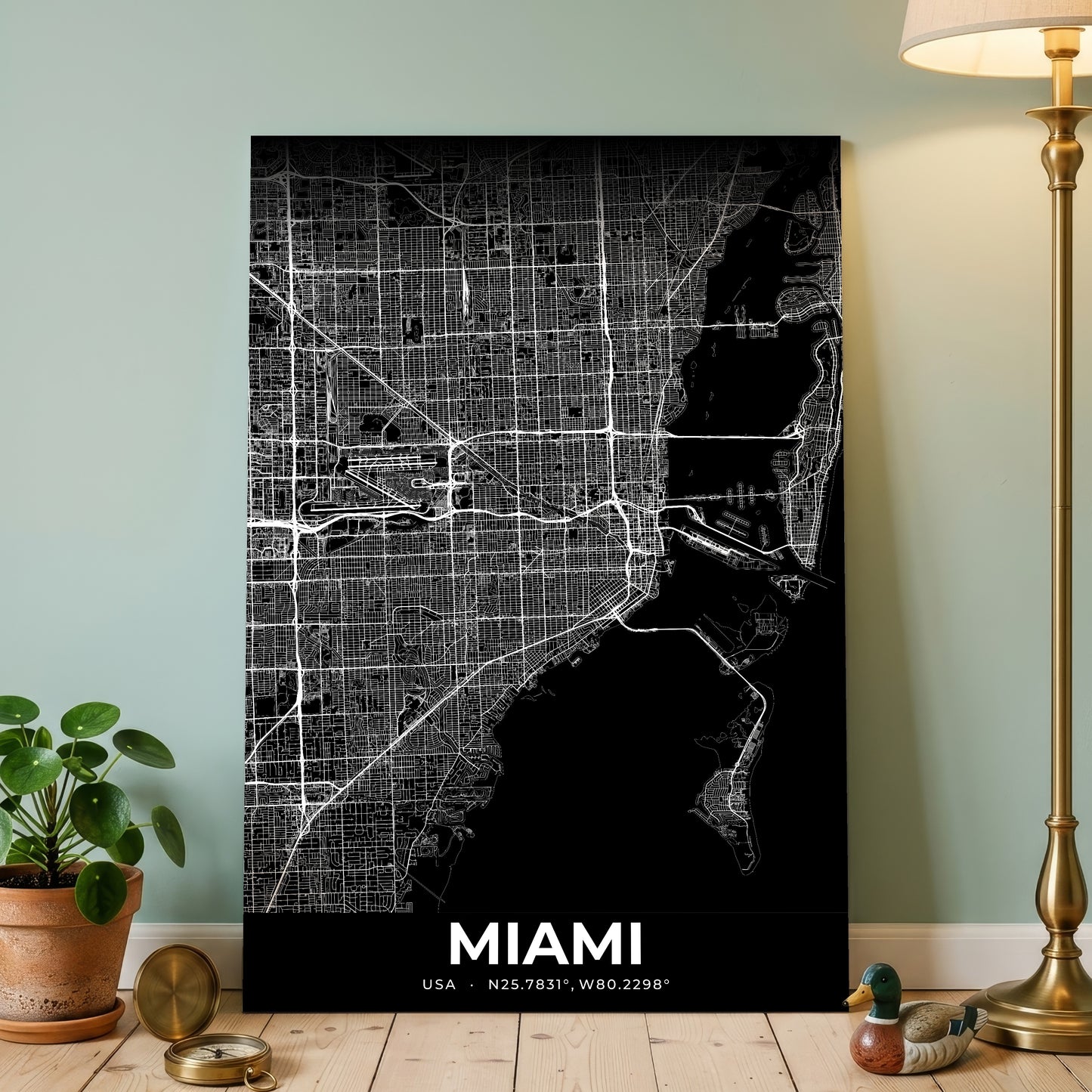 Miami Elegant Map Poster