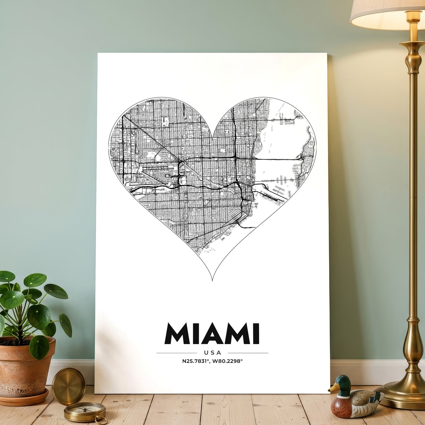 Miami Heart Map Poster