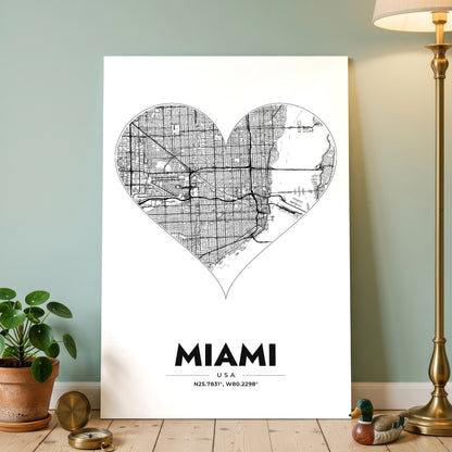 Miami Heart Map Poster