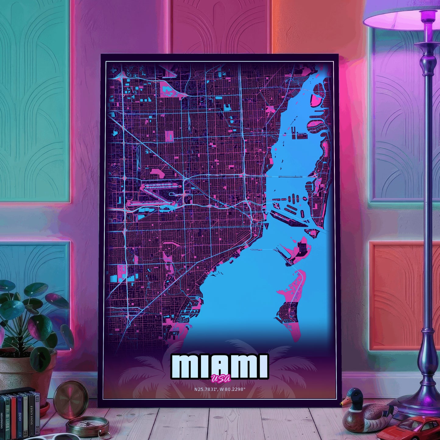 Miami GTA Map Poster