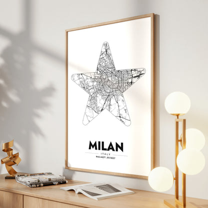 Milan Star Map Poster