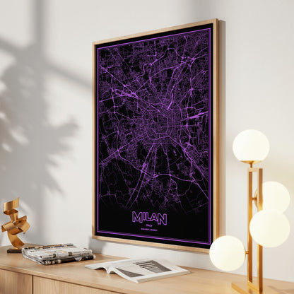 Milan Phosphor Map Poster - EGA Violet