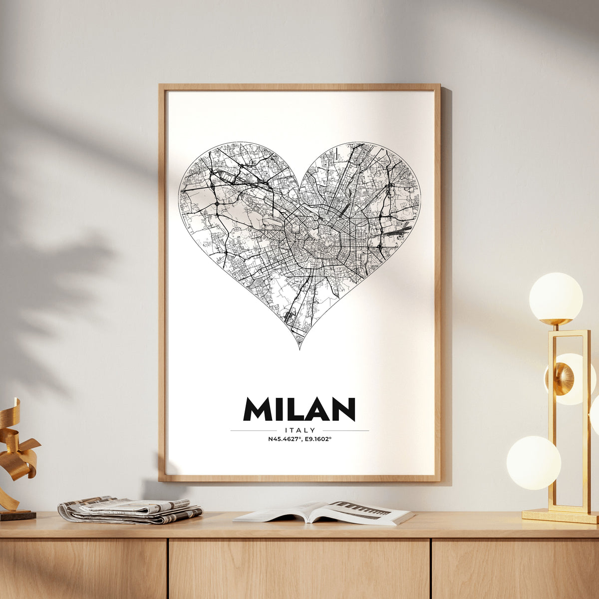 Milan Heart Map Poster