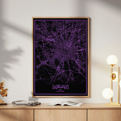 Milan Phosphor Map Poster - EGA Violet