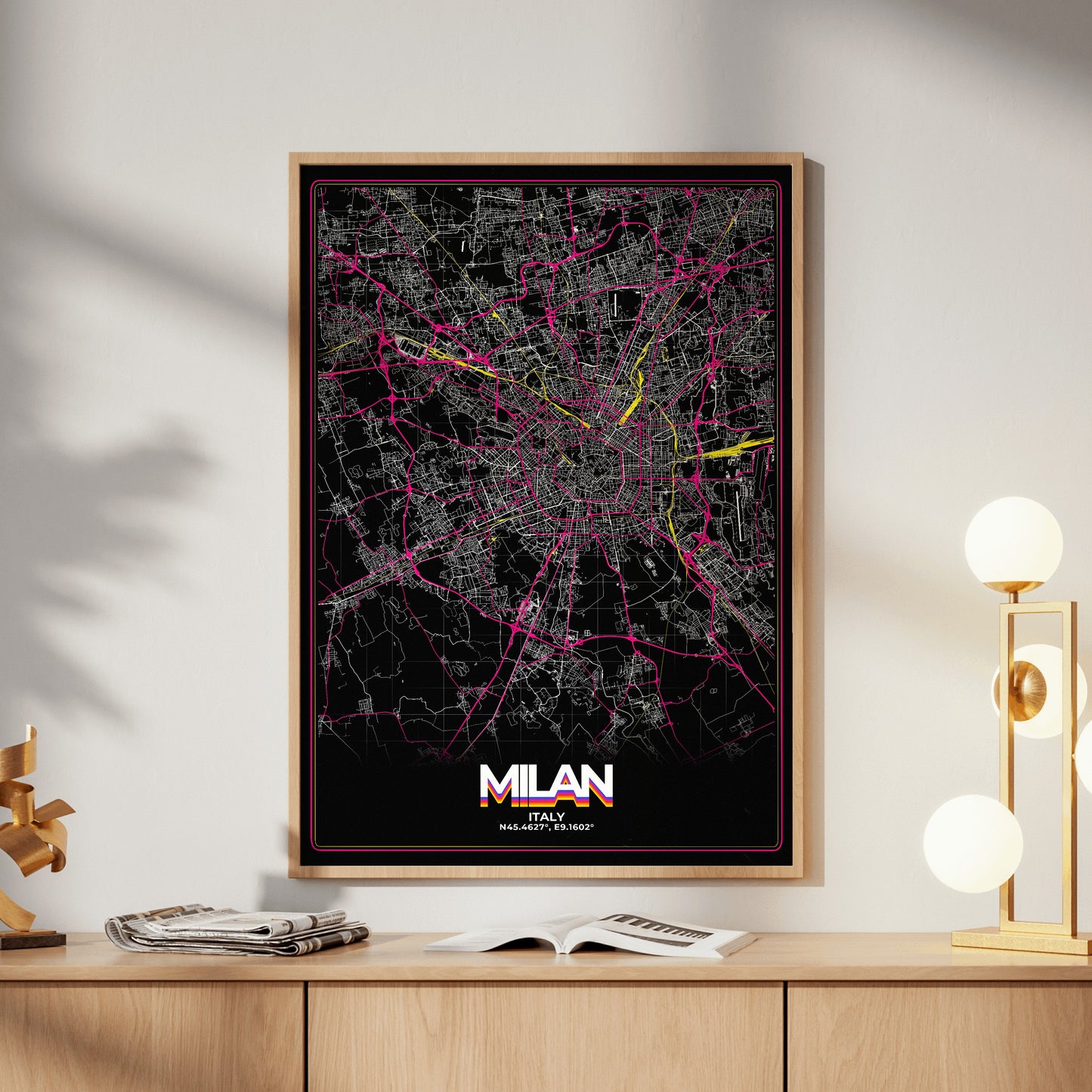 Milan Retro Map Poster