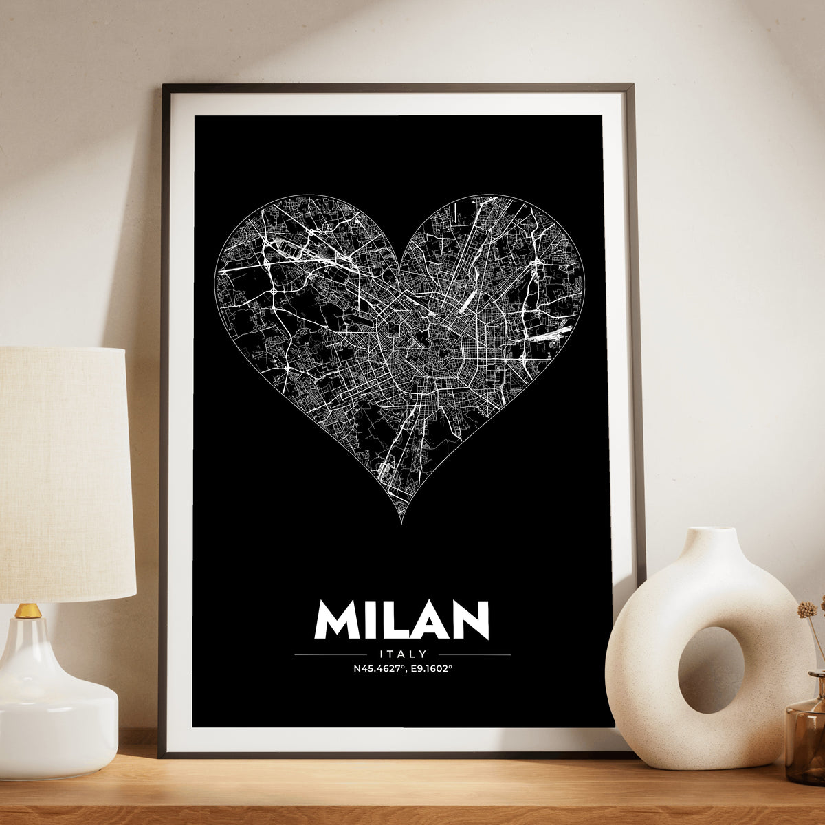 Milan Heart Map Poster