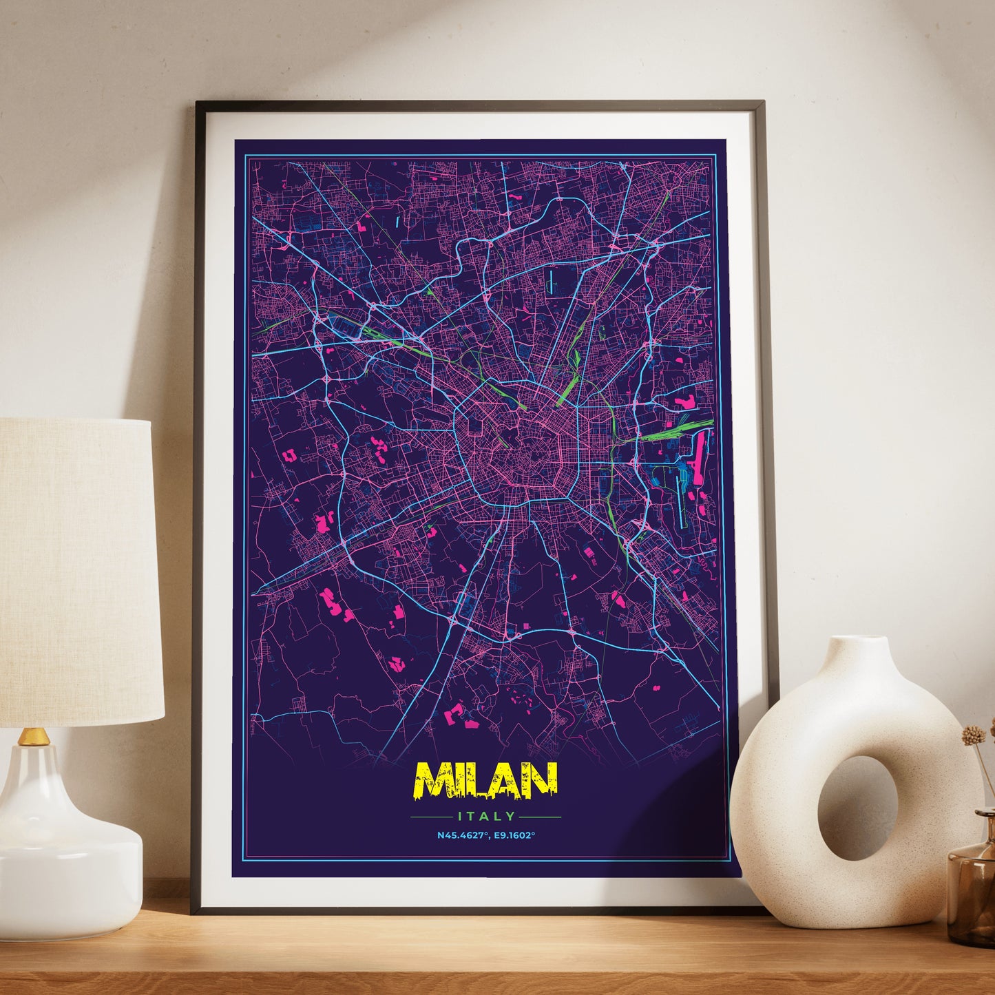 Milan Cyberpunk Map Poster