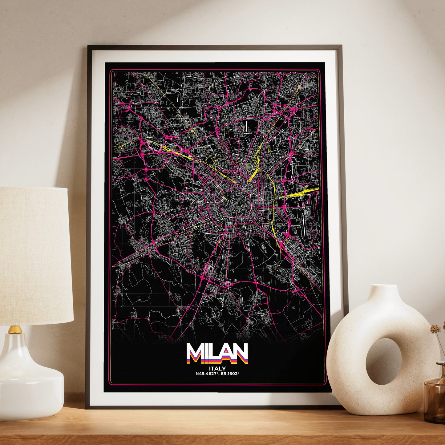 Milan Retro Map Poster