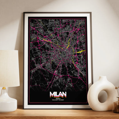 Milan Retro Map Poster