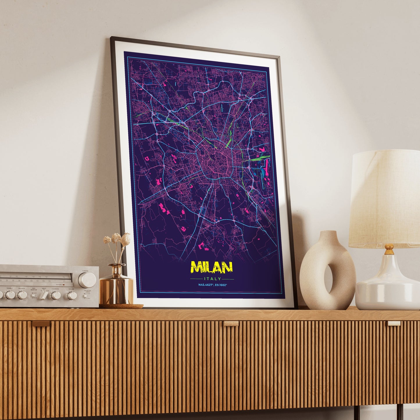 Milan Cyberpunk Map Poster