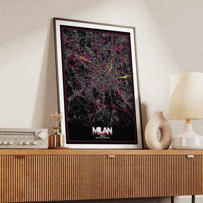Milan Retro Map Poster