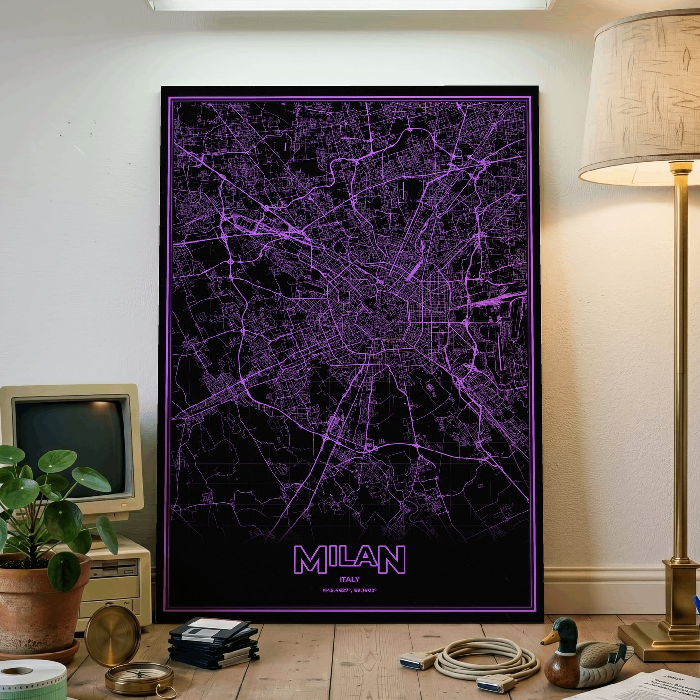 Milan Phosphor Map Poster - EGA Violet