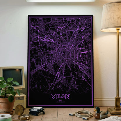 Milan Phosphor Map Poster - EGA Violet