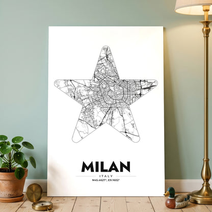 Milan Star Map Poster