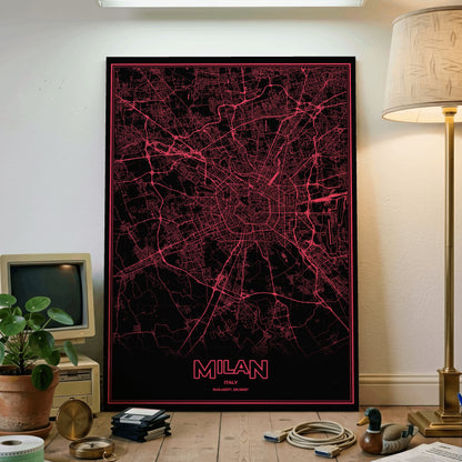 Milan Phosphor Map Poster - System Alert