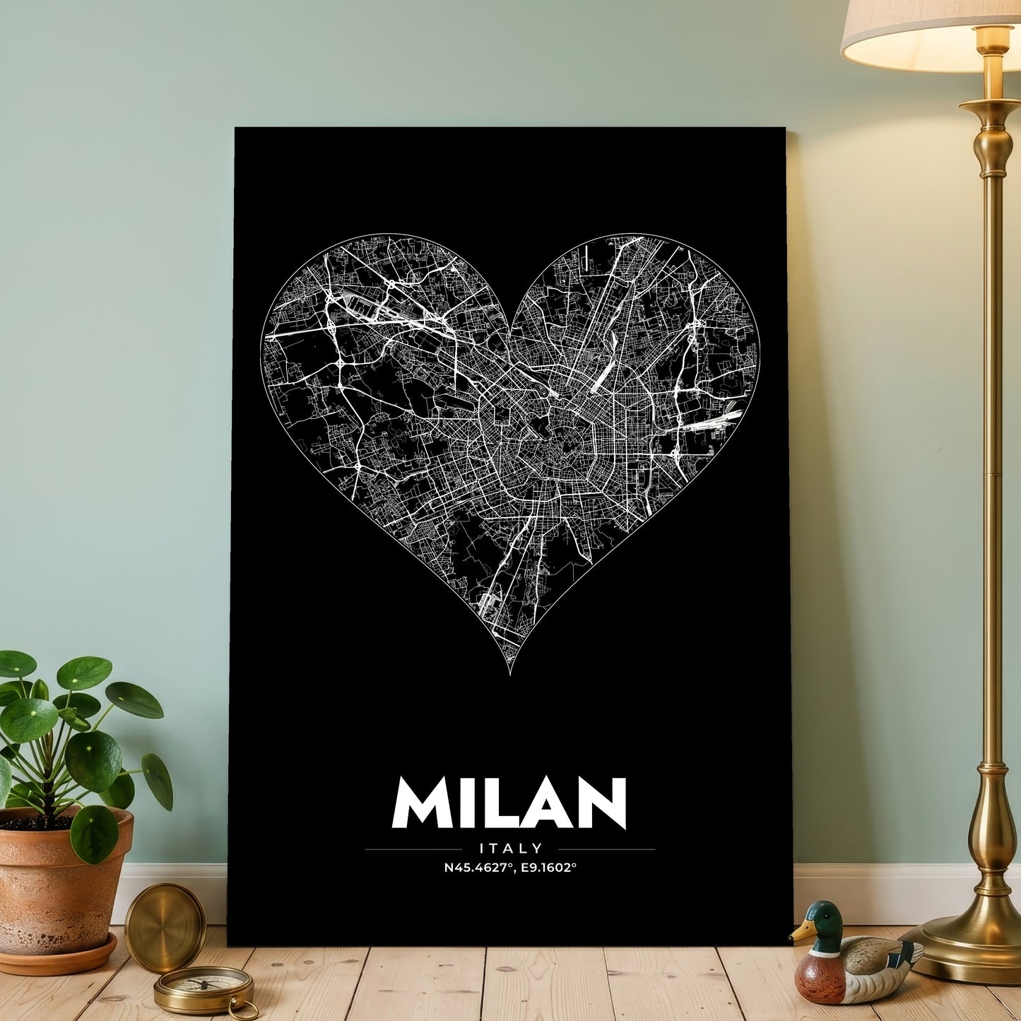 Milan Heart Map Poster