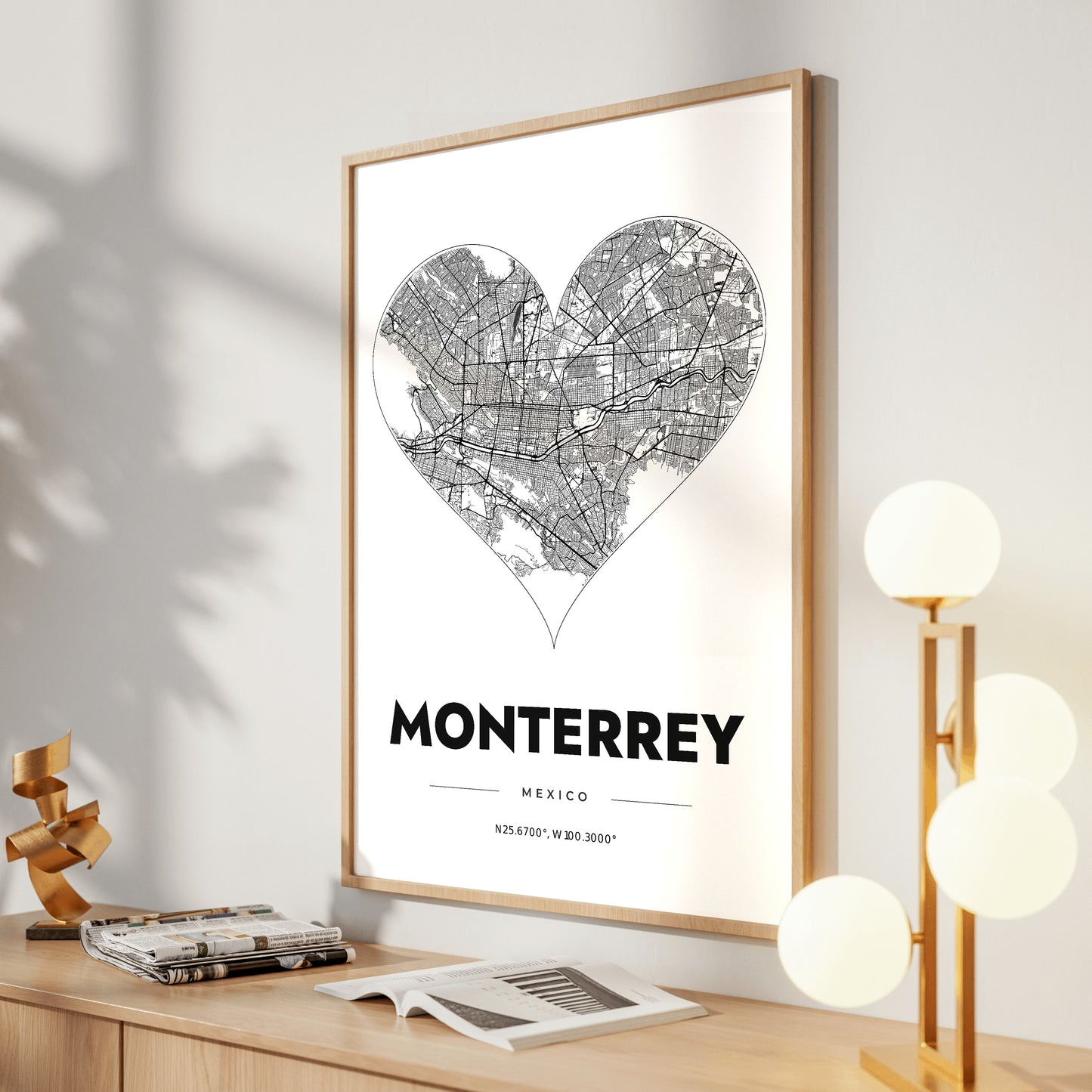 Monterrey Heart Map Poster