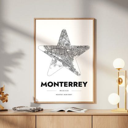 Monterrey Star Map Poster