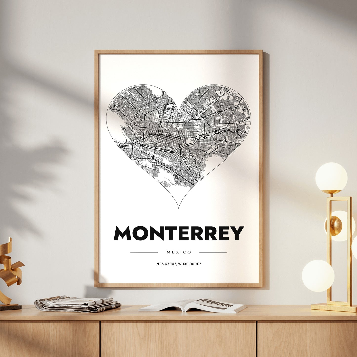 Monterrey Heart Map Poster