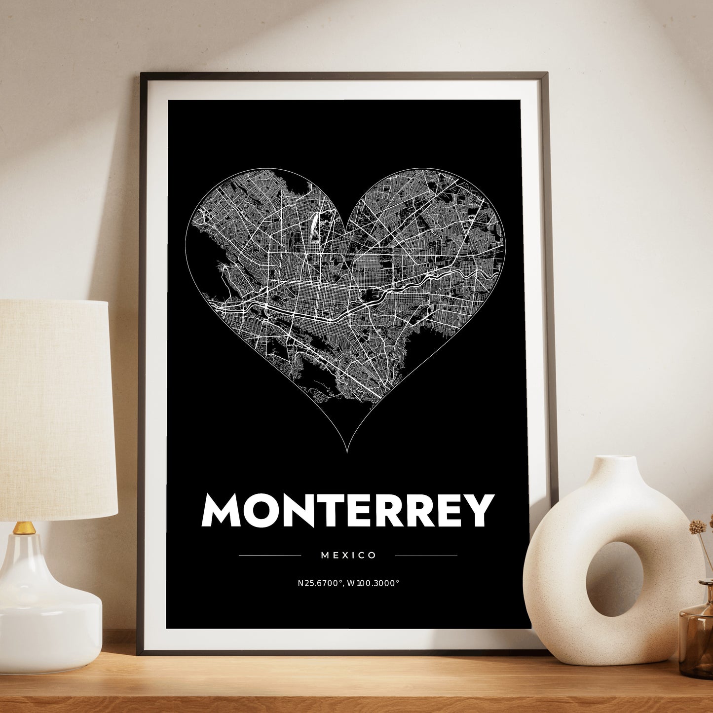Monterrey Heart Map Poster