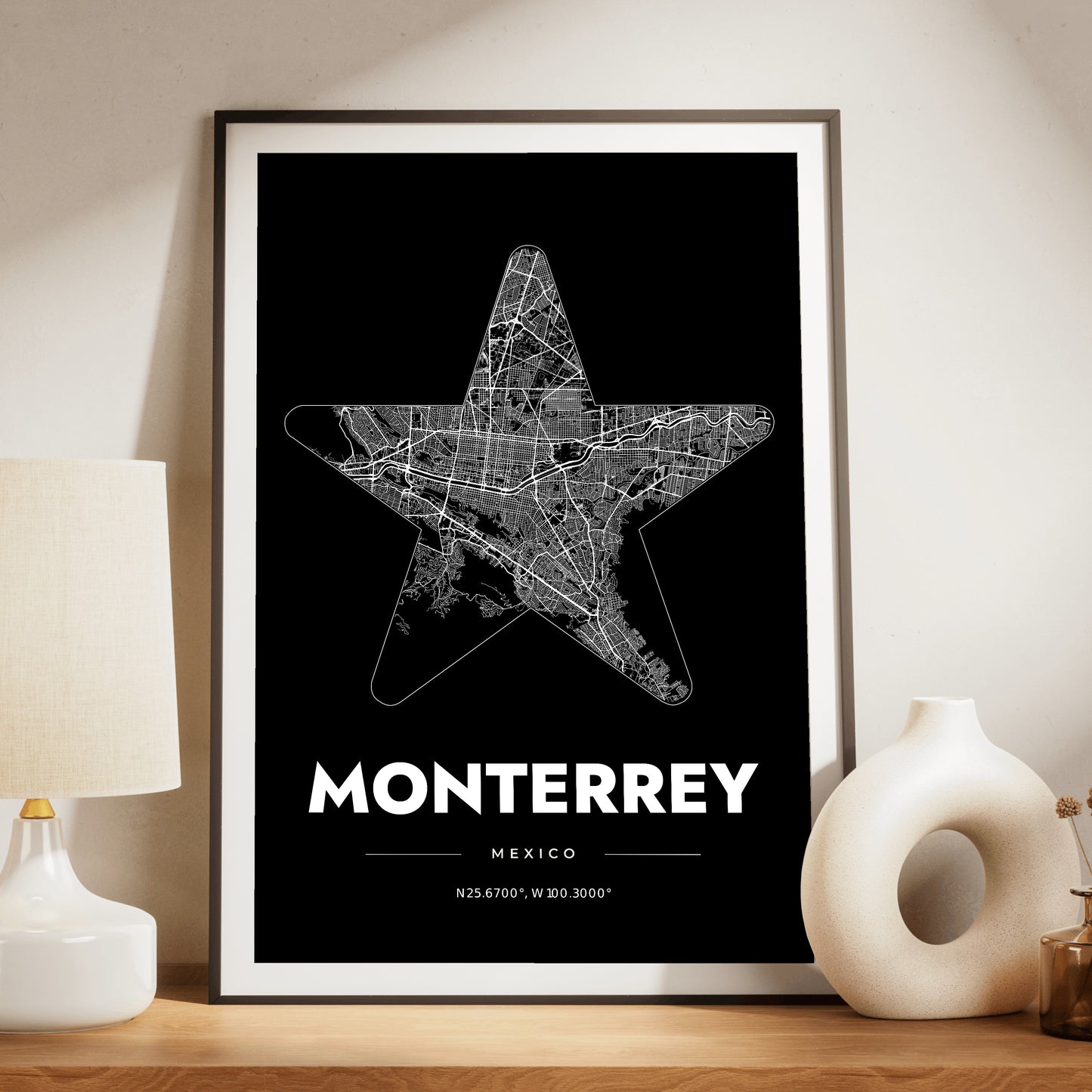 Monterrey Star Map Poster