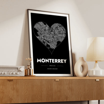 Monterrey Heart Map Poster