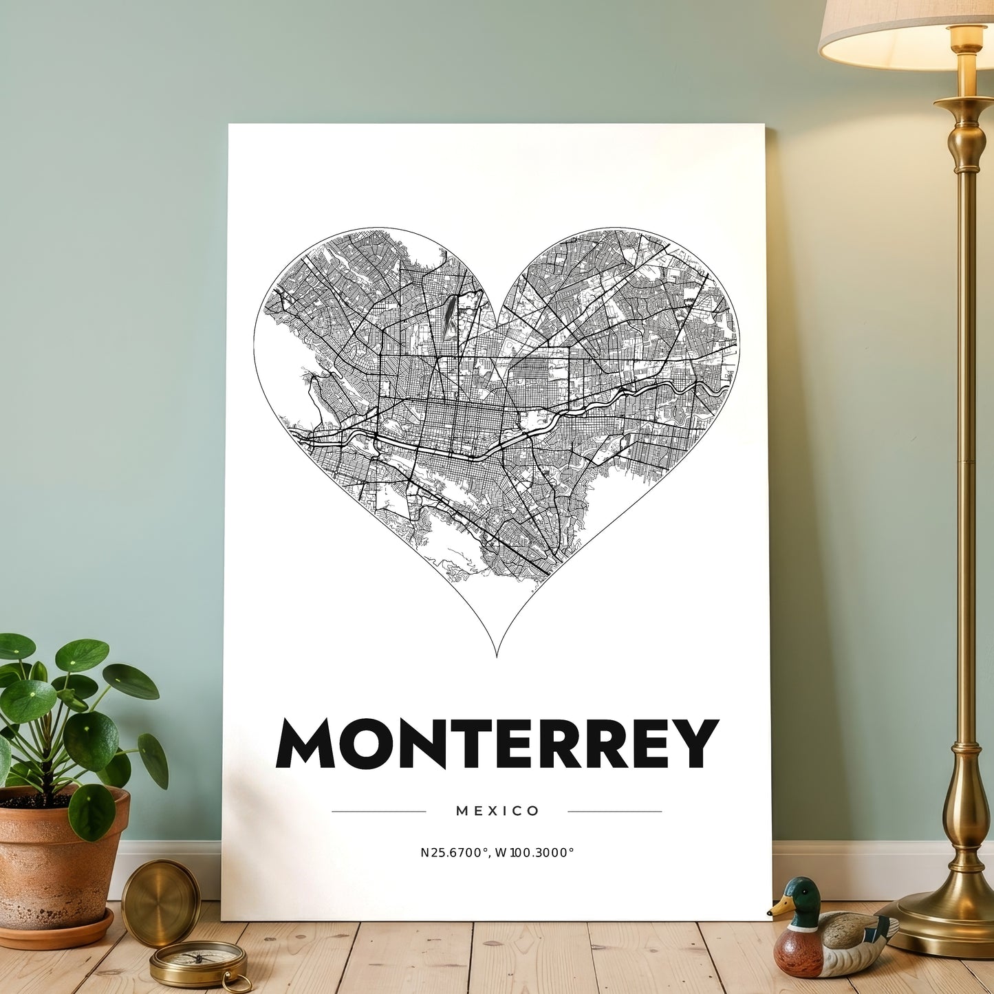 Monterrey Heart Map Poster