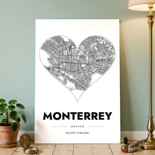 Monterrey Heart Map Poster