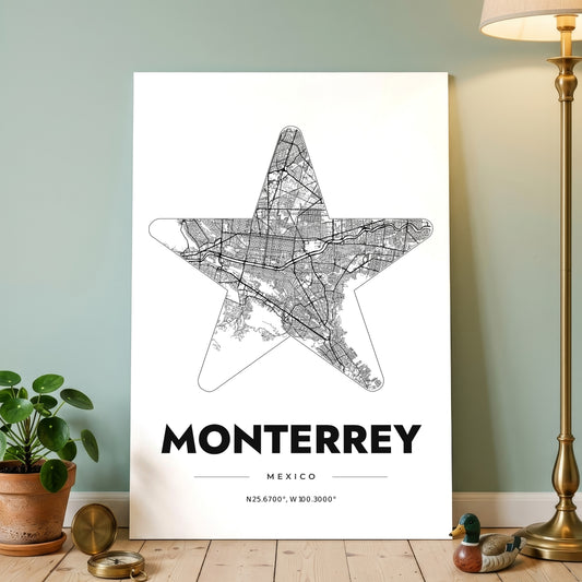 Monterrey Star Map Poster