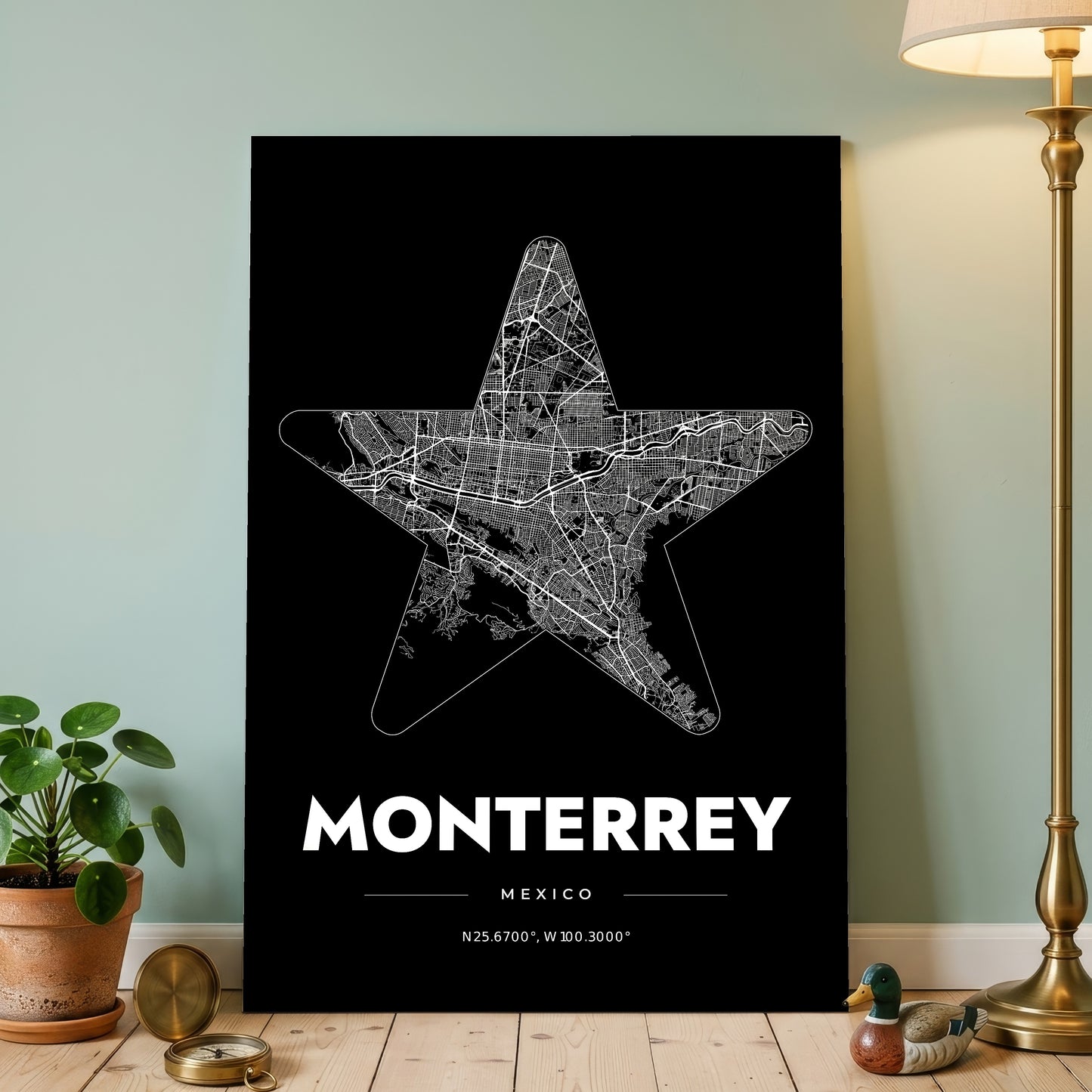 Monterrey Star Map Poster