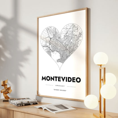 Montevideo Heart Map Poster
