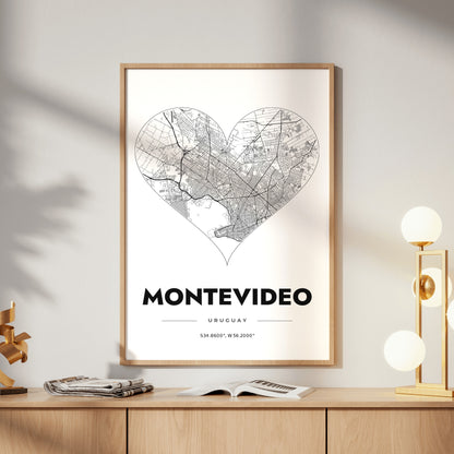 Montevideo Heart Map Poster