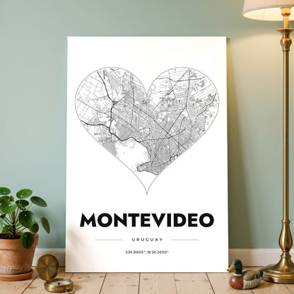 Montevideo Heart Map Poster