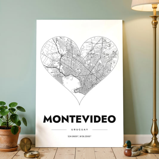 Montevideo Heart Map Poster