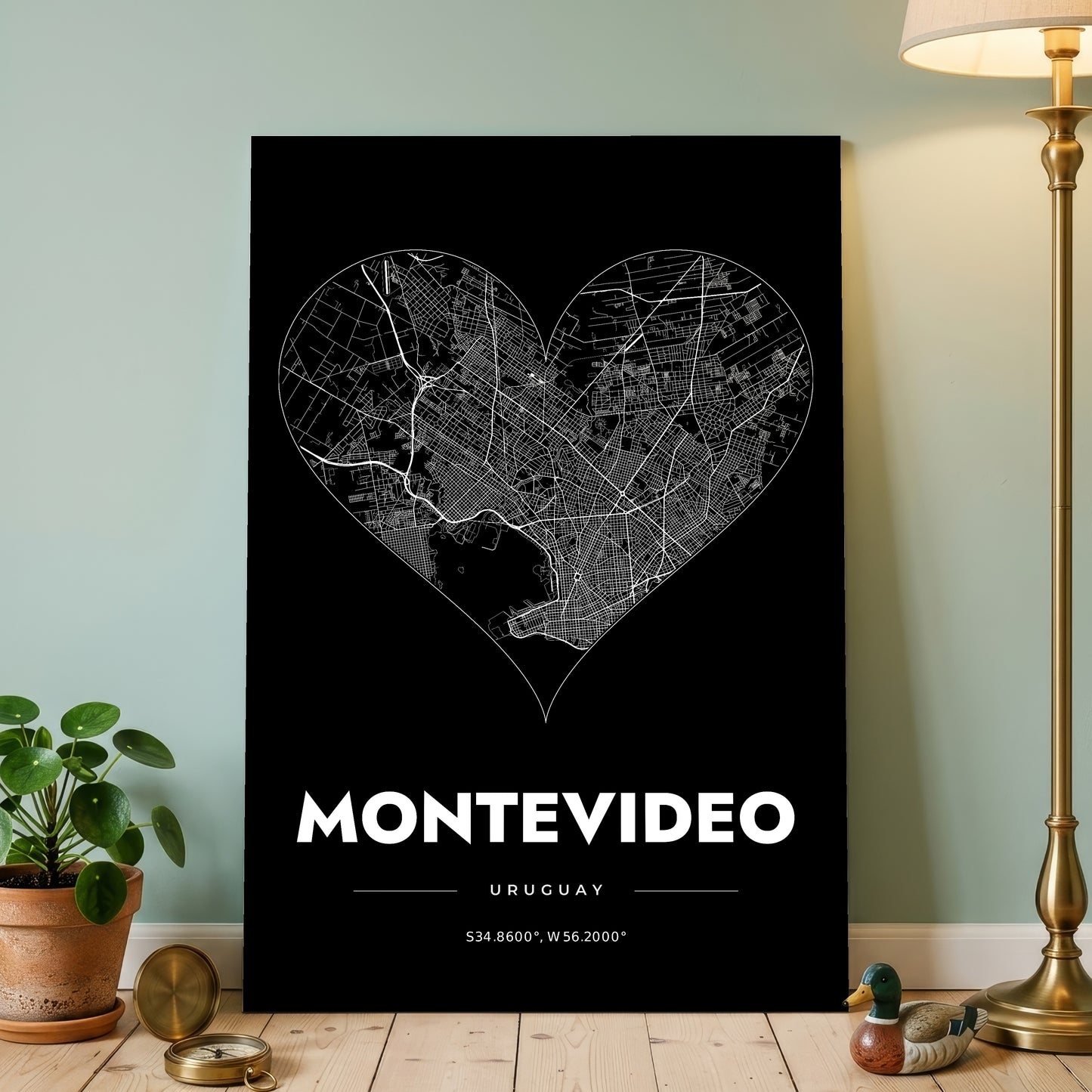 Montevideo Heart Map Poster
