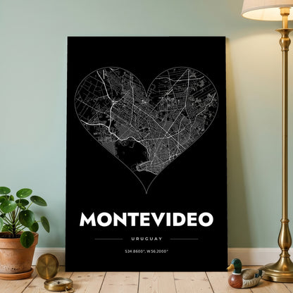Montevideo Heart Map Poster
