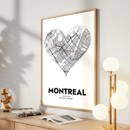 Montreal Heart Map Poster