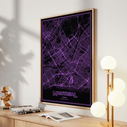 Montreal Phosphor Map Poster - EGA Violet