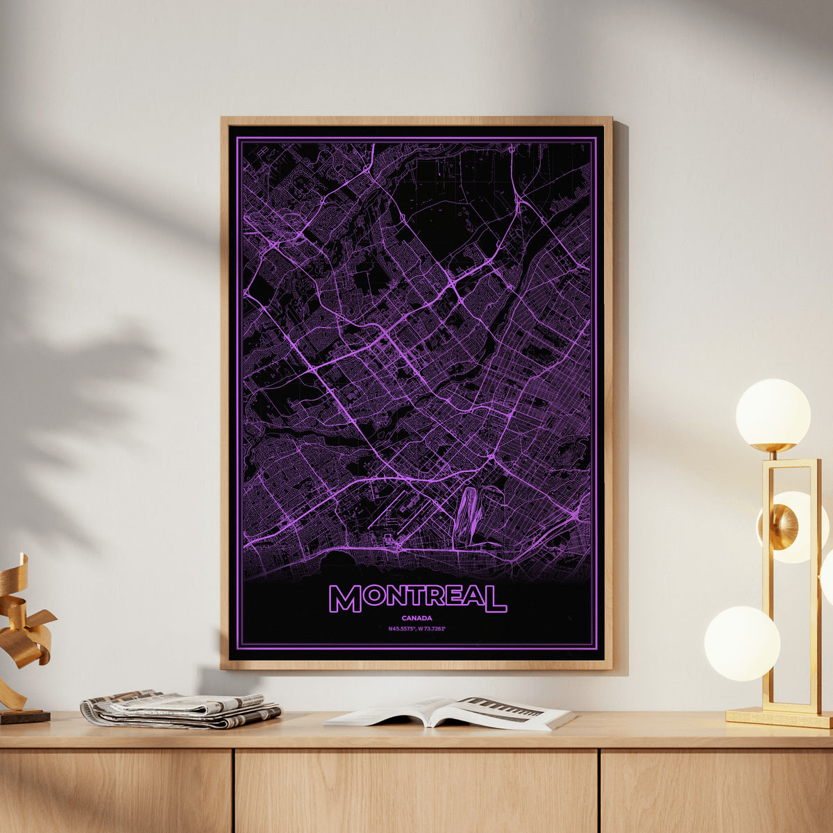 Montreal Phosphor Map Poster - EGA Violet