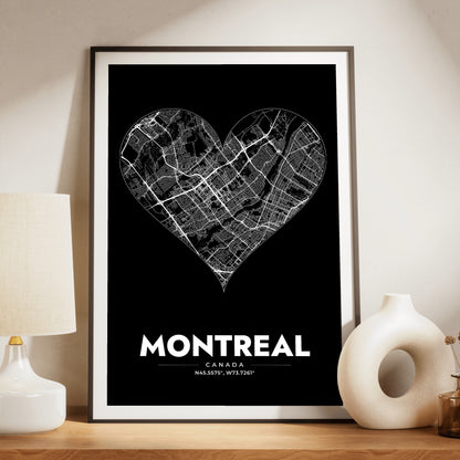 Montreal Heart Map Poster