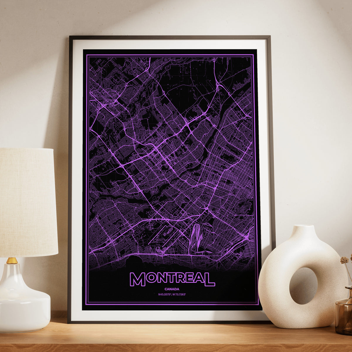 Montreal Phosphor Map Poster - EGA Violet