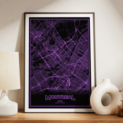 Montreal Phosphor Map Poster - EGA Violet