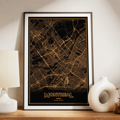 Montreal Phosphor Map Poster - Amber CRT