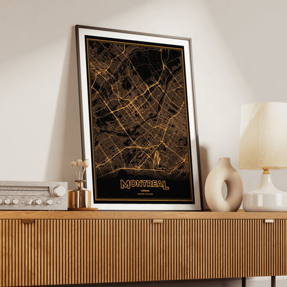 Montreal Phosphor Map Poster - Amber CRT