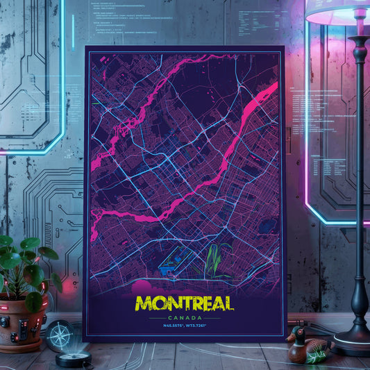 Montreal Cyberpunk Map Poster