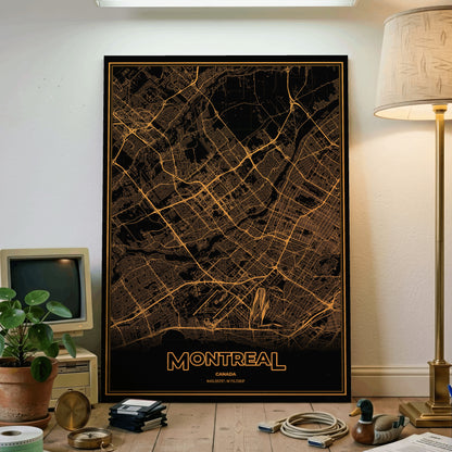 Montreal Phosphor Map Poster - Amber CRT