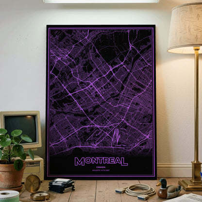 Montreal Phosphor Map Poster - EGA Violet