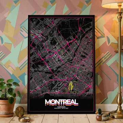 Montreal Retro Map Poster